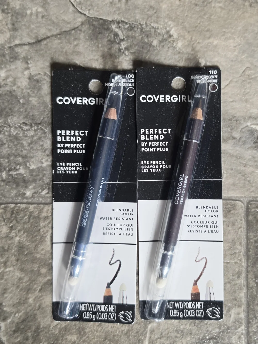 COVERGIRL Perfect Blend Eye Pencil Duo -Basic Black 100 & Black Brown 110 0.03oz